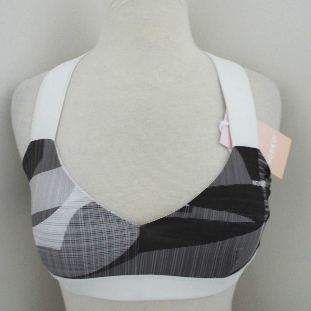 NO KA OI Ola sports bra gray white print 00 XS NWT